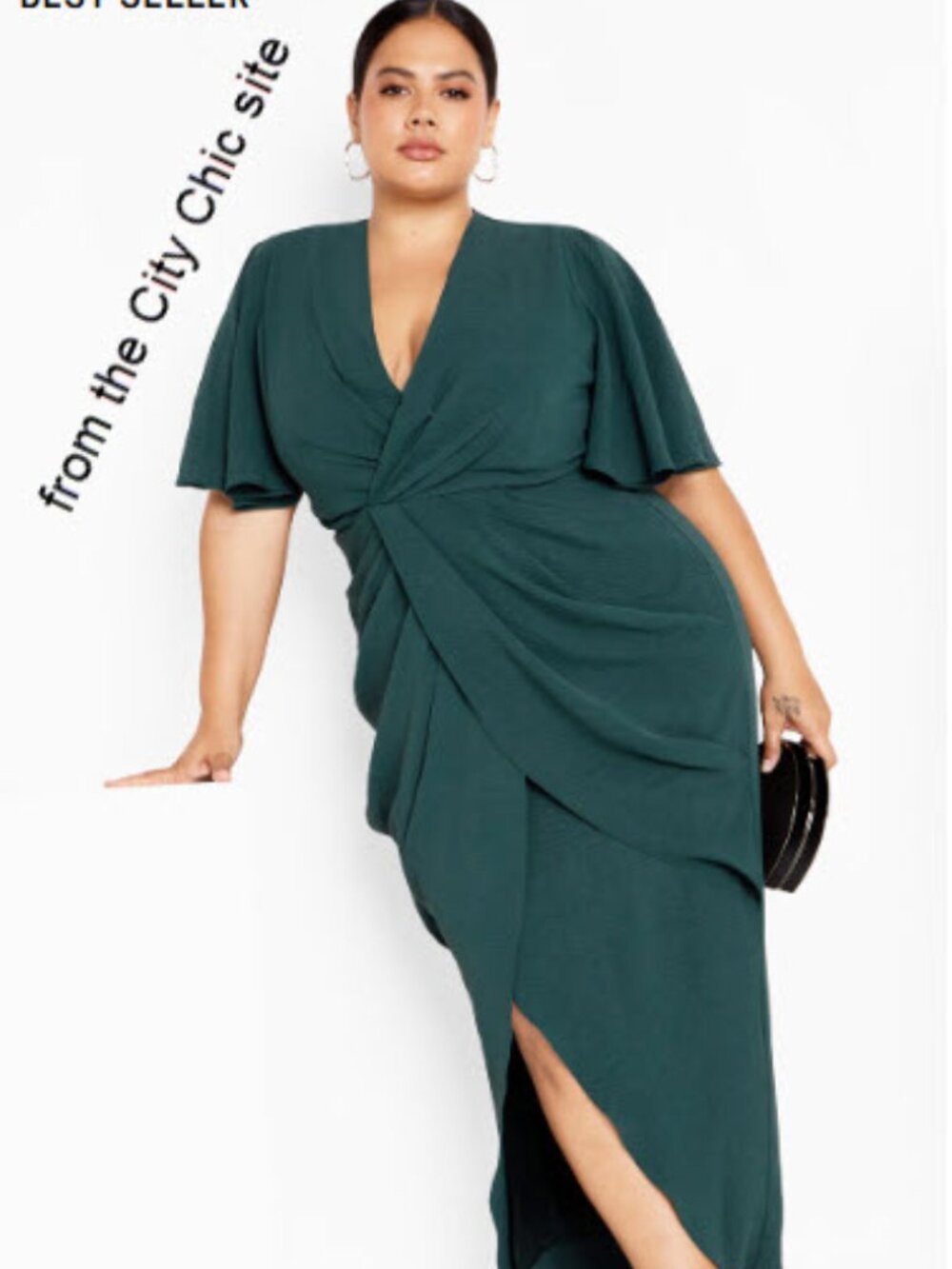City Chic Braelynn Maxi Dress Emerald Green Plus Size XXL / 24W